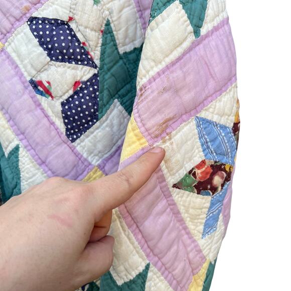 Rare Vintage 70’s Hand Quilted Zip Up Jacket Size XL 23x29 - Picture 7 of 10